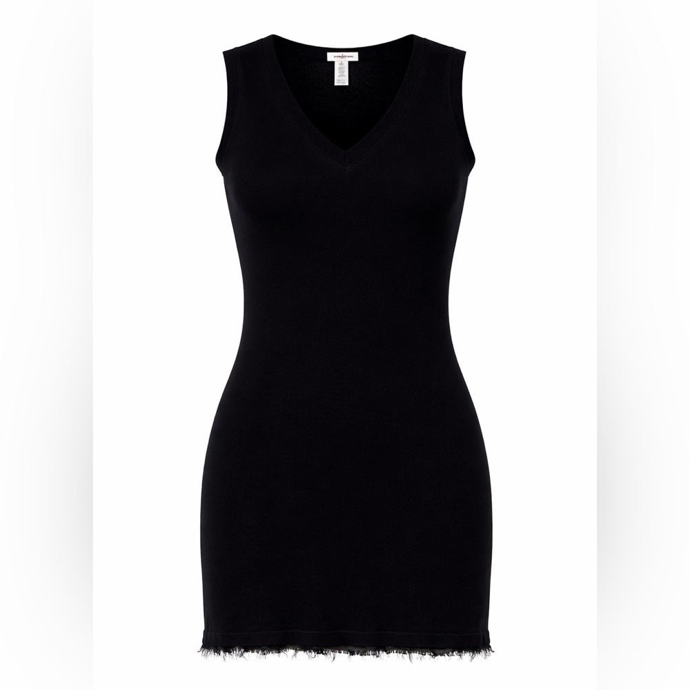 Neiman Marcus black sleeveless sweater dress with silk trim, small
